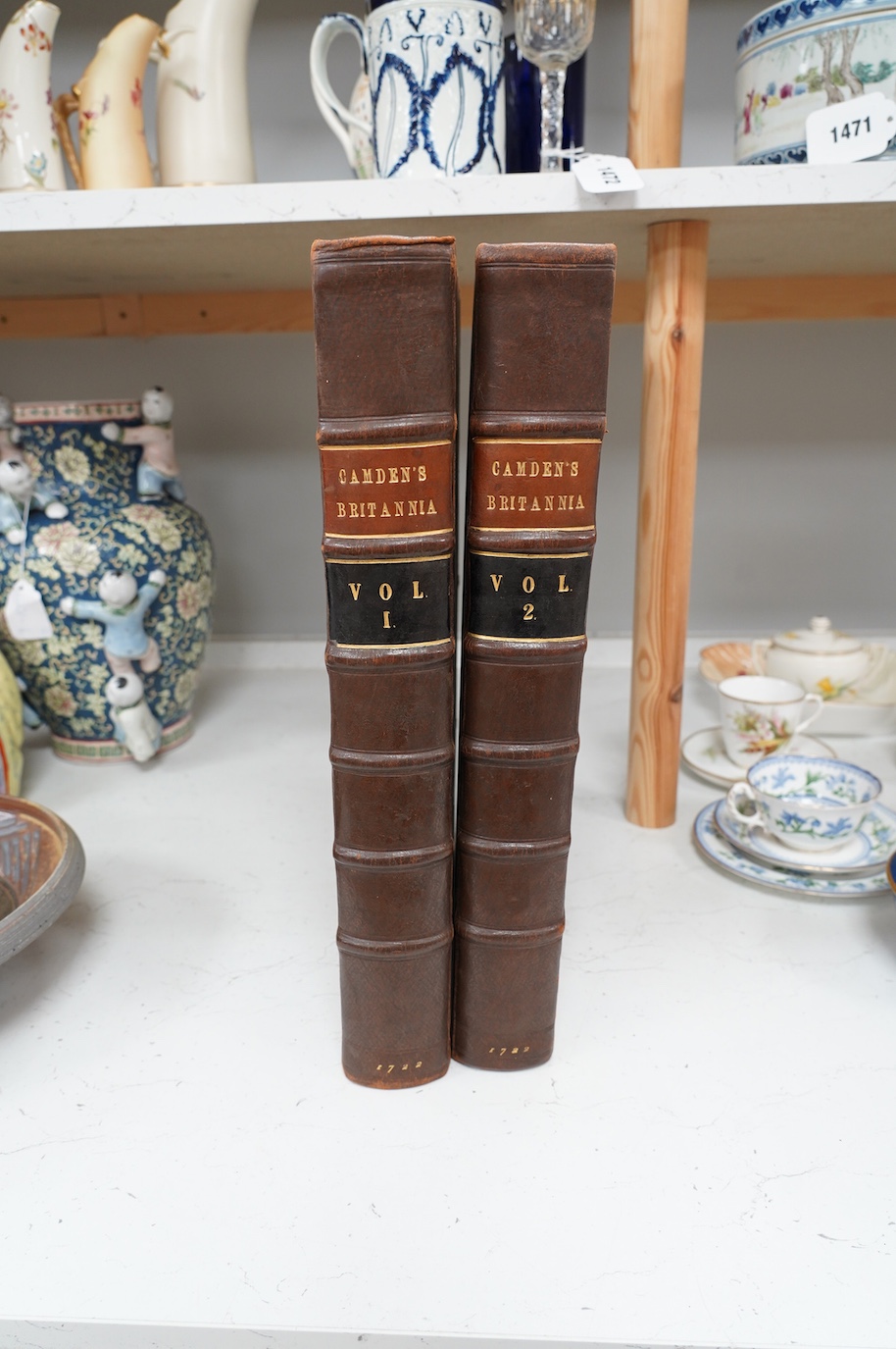 Camden, William-Britannia: or a Chorographical Description of Great Britain and Ireland... 2nd edition, revised ... with large additions, by Edmund Gibson. 2 vols. portrait frontis., some engraved plates (without the map